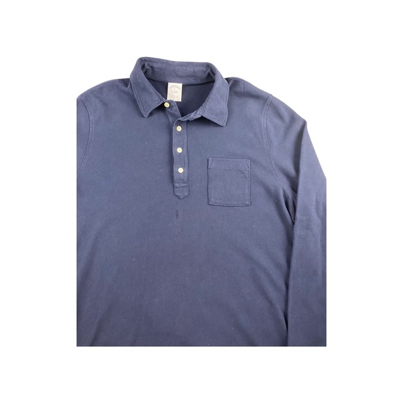 Brooks Brothers Long‎ Sleeve Polo Shirt Navy Blue Pocket XL Cotton - Picture 2 of 8